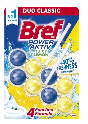 Bref Power Aktiv Juicy Lemon 2x50g kulič Bref Power Aktiv Juicy Lemon 2x50g kulič - Drogerie Koupelna a WC Vonné závěsky